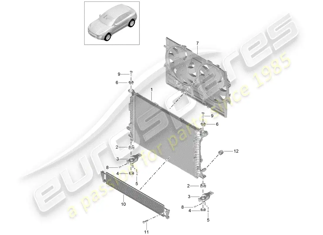 porsche 2014 (macan) water cooling diagrama de piezas
