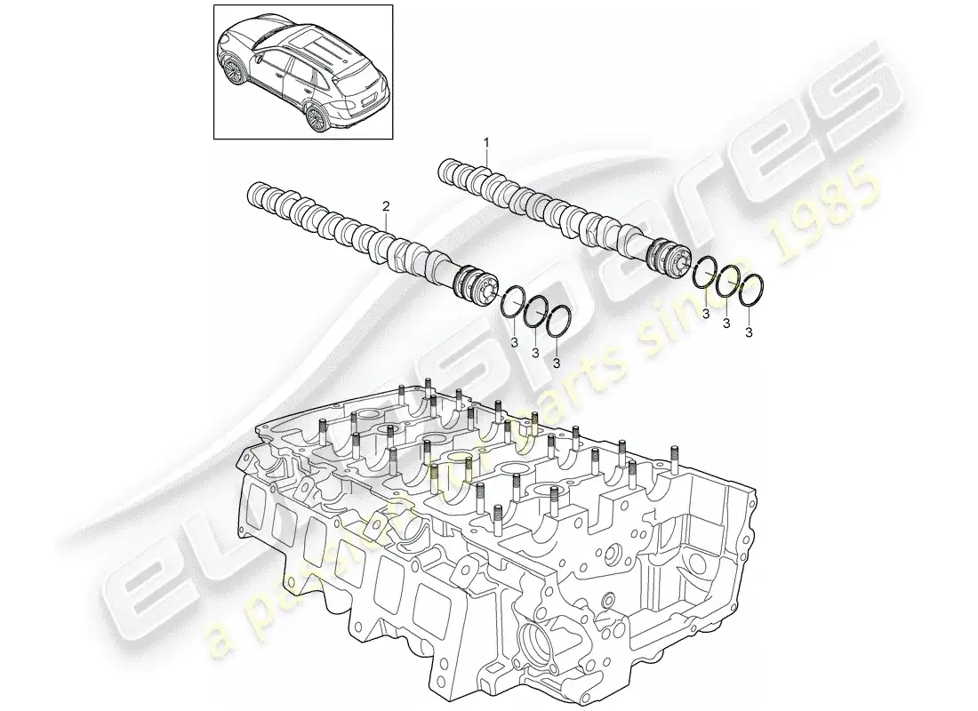 porsche 2013 (cayenne e2 92a) diagrama de piezas del árbol de levas