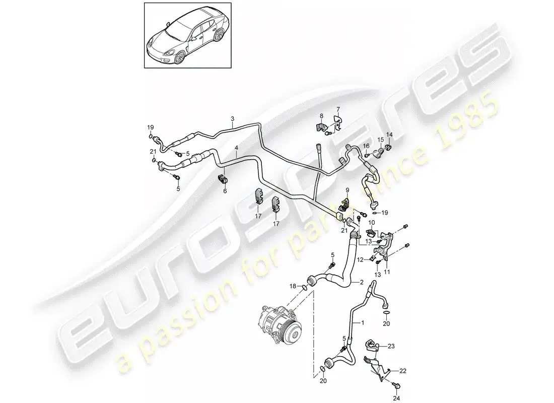 porsche 2016 (panamera 970) circuito refrigerante diagrama de piezas