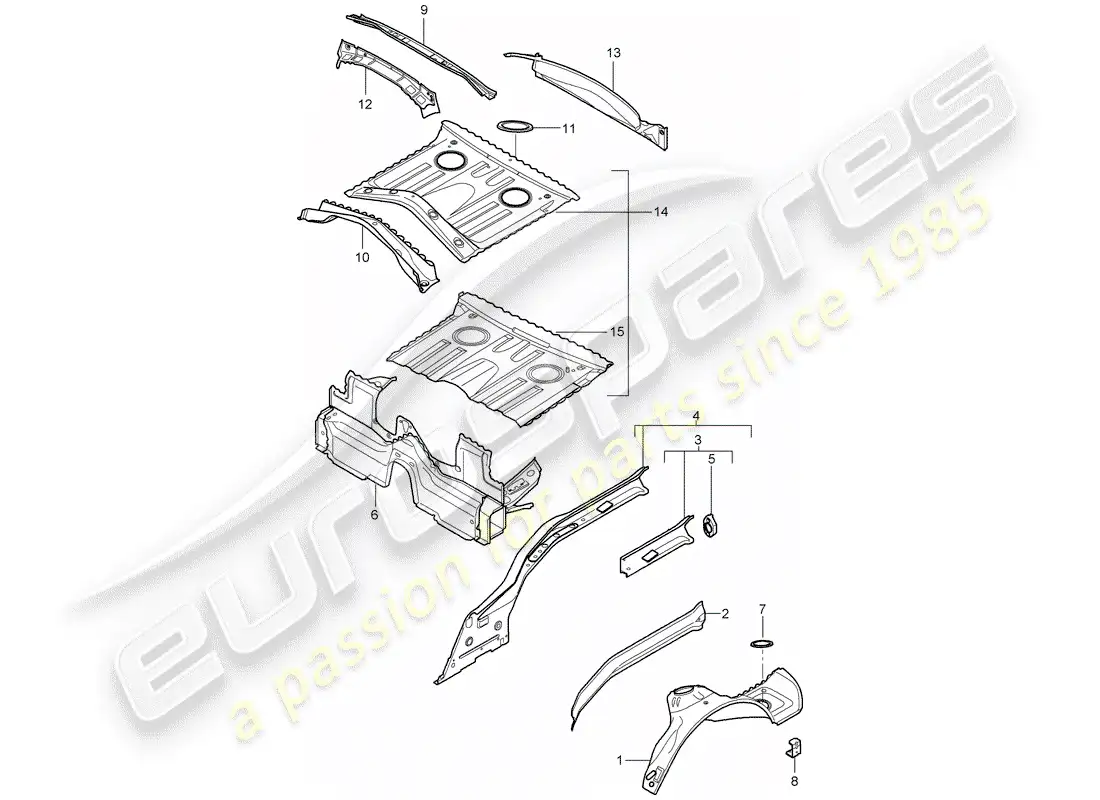 porsche 2006 (987 boxster) extremo posterior diagrama de piezas