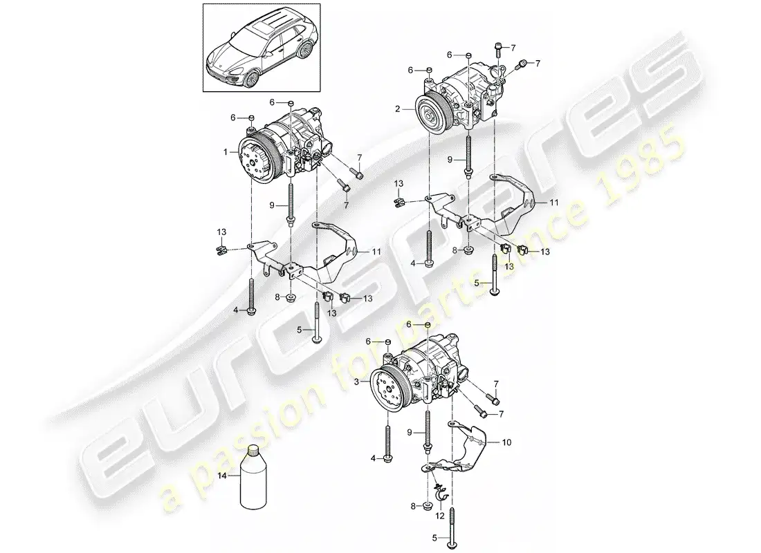porsche 2011 (cayenne e2 92a) compresor diagrama de piezas