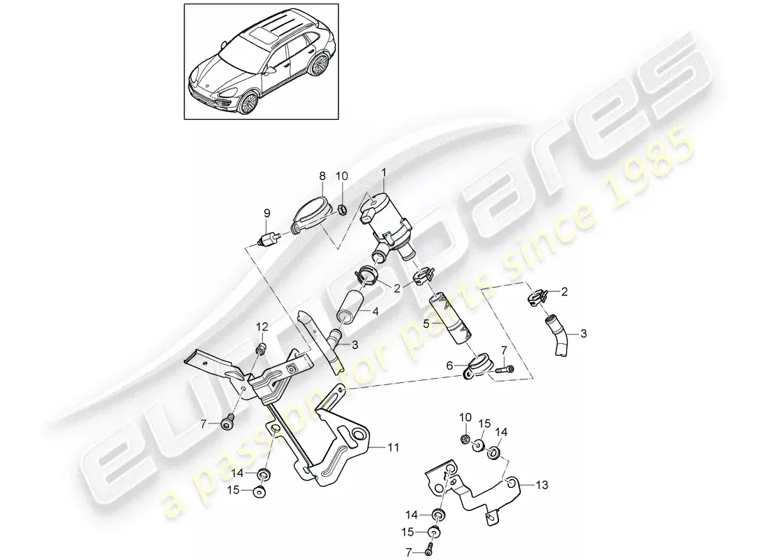 porsche 2013 (cayenne e2 92a) diagrama de piezas del calentador