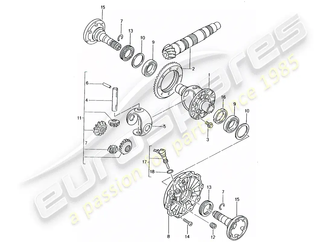 porsche 2004 (986 boxster) diferencial diagrama de piezas