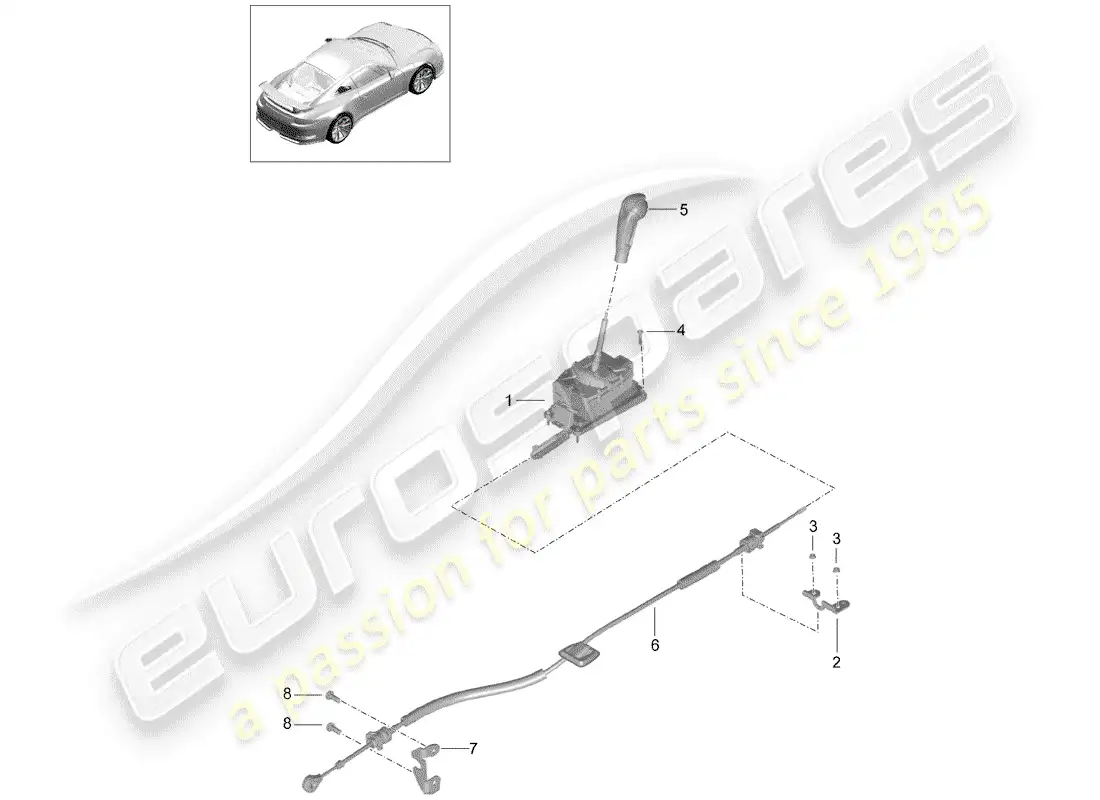 porsche 2016 (991-1 r/gt3/rs) palanca selectora diagrama de piezas