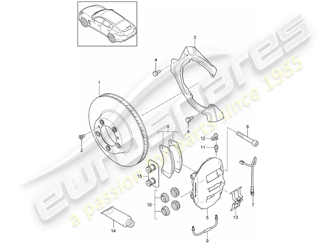 porsche 2012 (panamera 970) frenos de disco diagrama de piezas