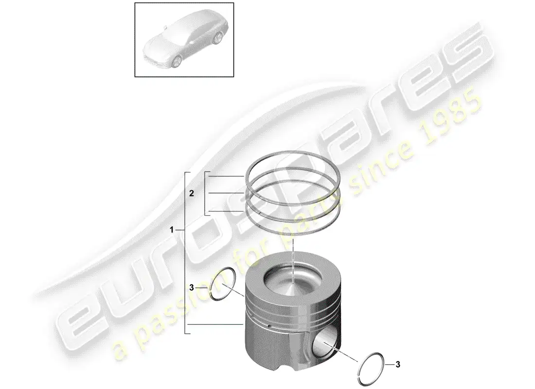 porsche 2017 (panamera 971-1) pistón diagrama de piezas