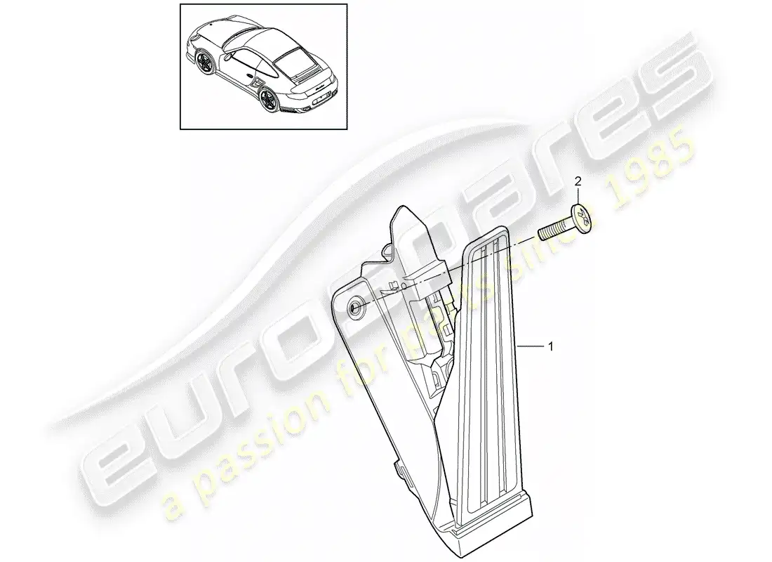 porsche 2013 (997-2 turbo / gt2 rs) pedales diagrama de piezas