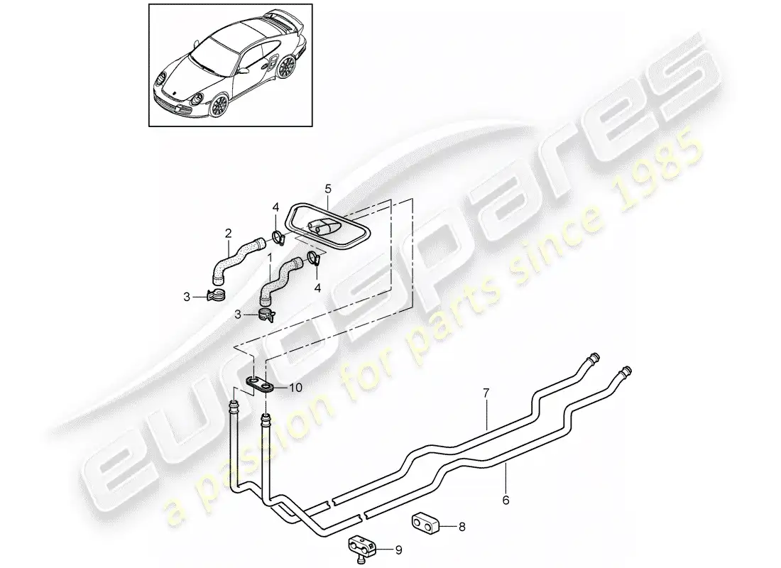 porsche 2012 (997-2 turbo / gt2 rs) sistema de calefacción 1 diagrama de piezas