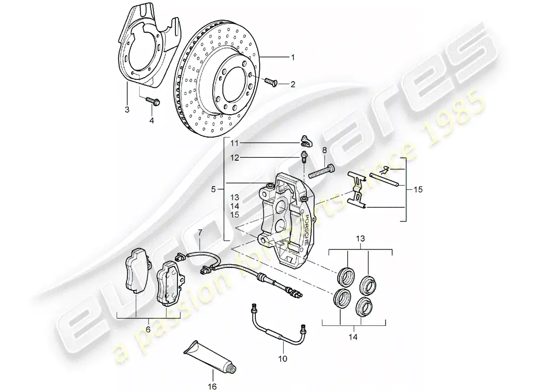 porsche 2006 (997-1) frenos de disco diagrama de piezas