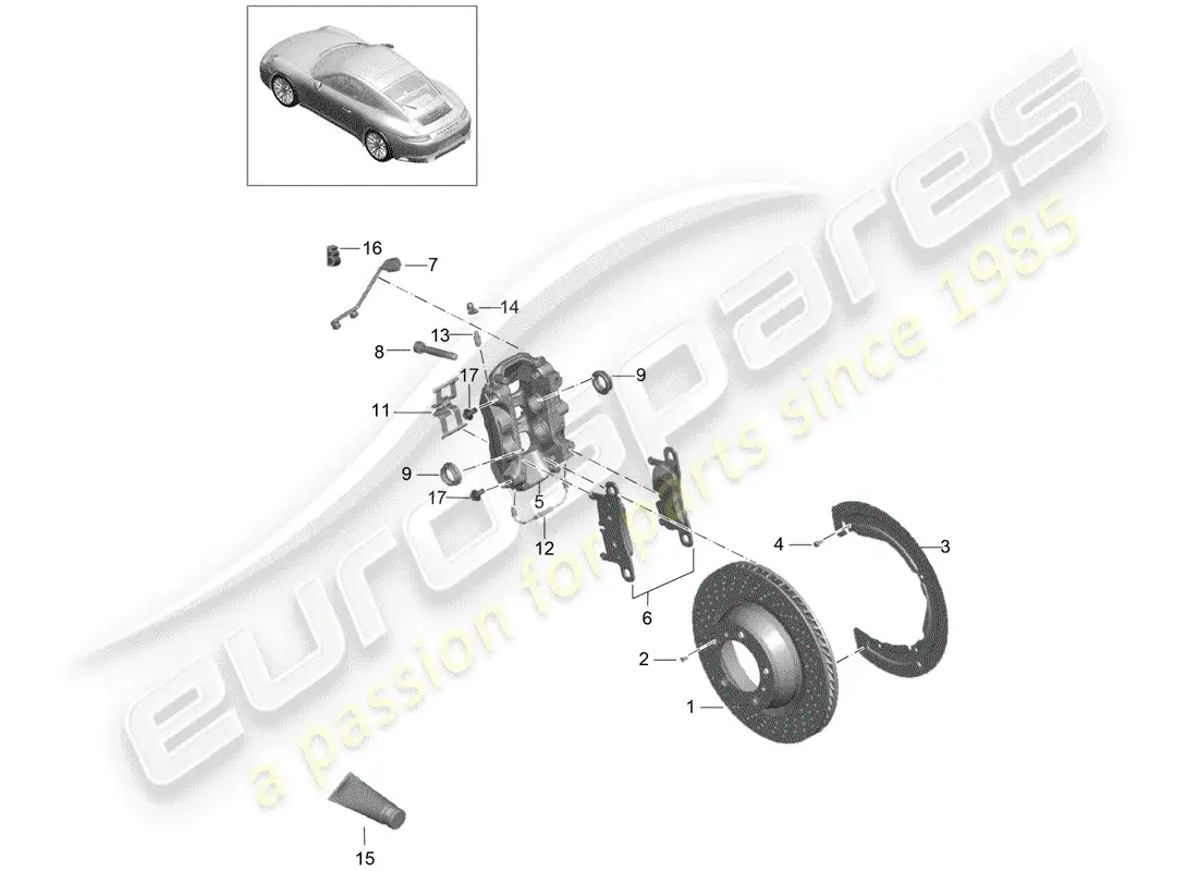 porsche 2019 (991-2) frenos de disco diagrama de piezas