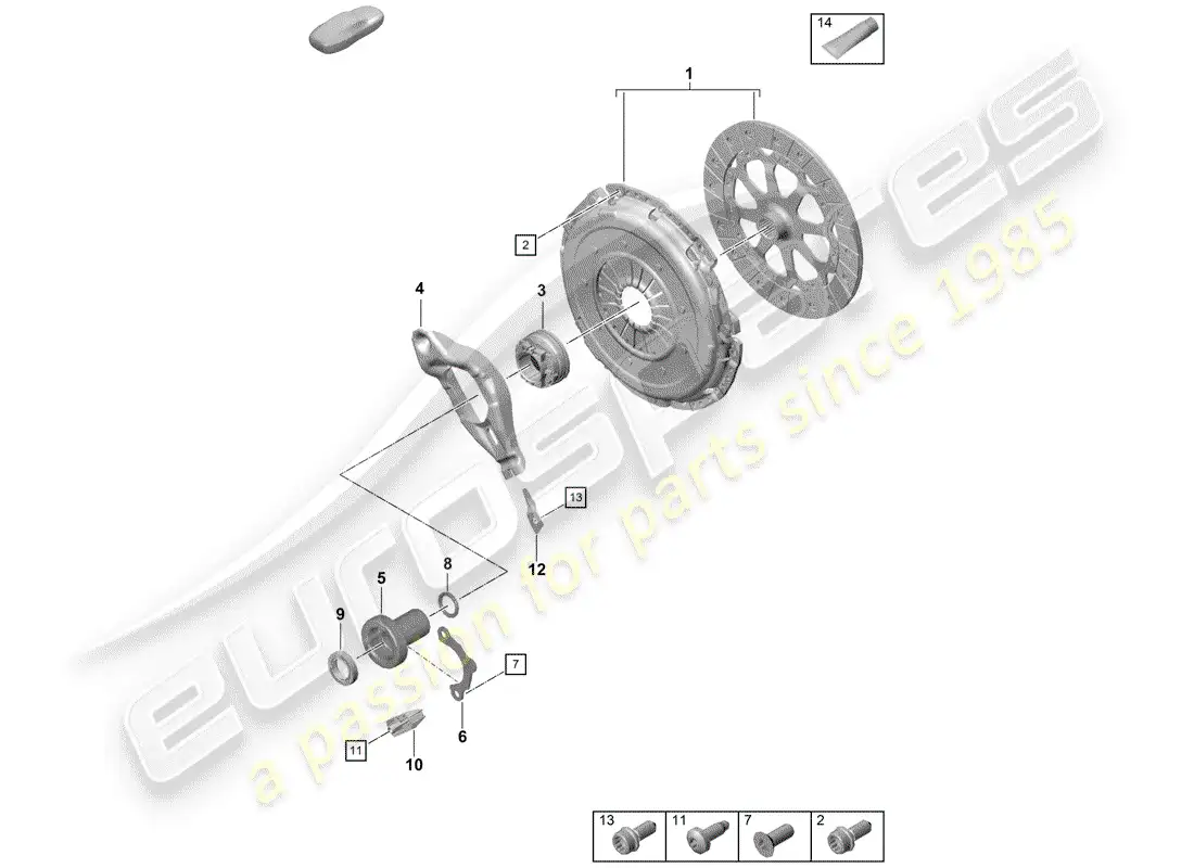 porsche 2019 (718 boxster spyder) embrague diagrama de piezas