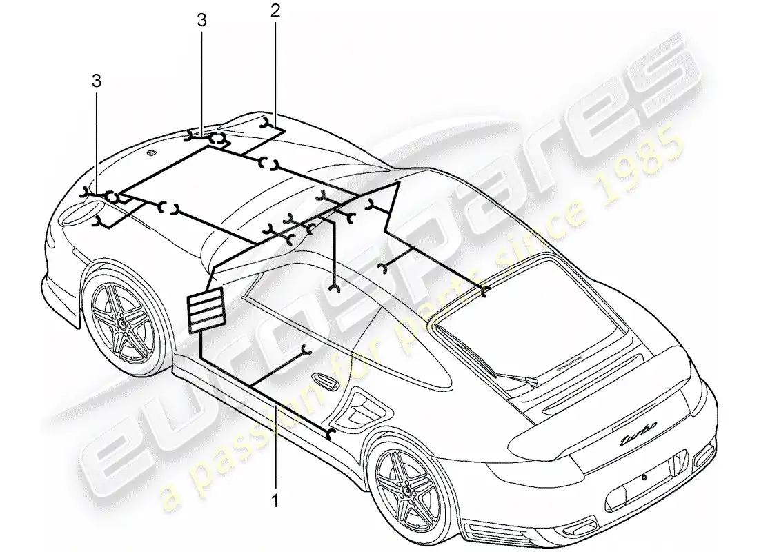 porsche 2013 (997-2 turbo / gt2 rs) cableando arneses diagrama de piezas
