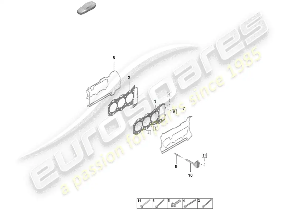 porsche 2020 (992-1) cabeza de cilindro diagrama de piezas
