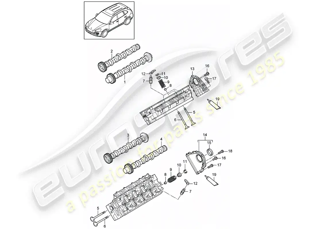 porsche 2013 (cayenne e2 92a) árbol de levas, válvulas diagrama de piezas