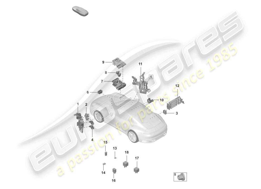 porsche 2024 (992-1) diagrama de piezas del tablero de control eléctrico central