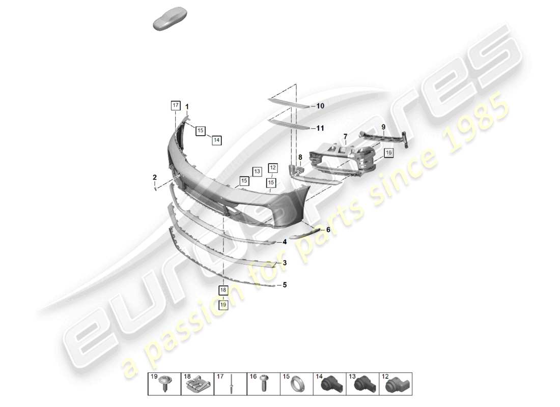 porsche 2024 (992-2) diagrama de pieza del parachoques delantero