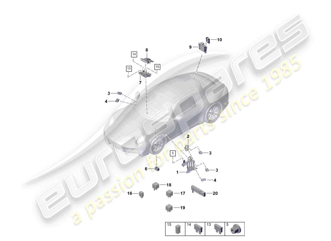 porsche 2026 (992-2) diagrama de piezas del tablero de control eléctrico central