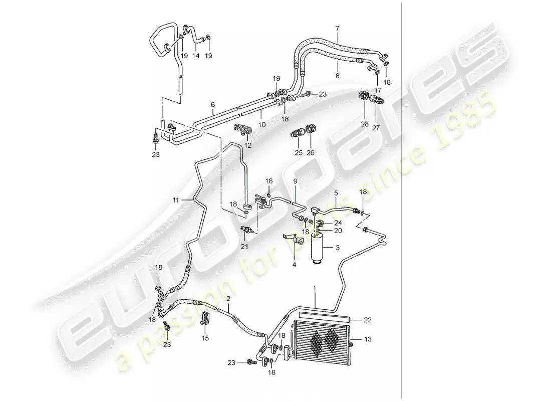porsche 2001 (986 boxster) circuito refrigerante diagrama de piezas