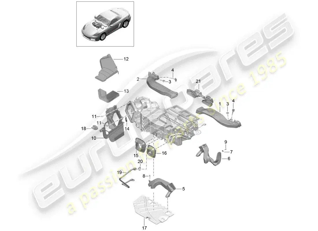 porsche 2017 (718 boxster) ducto de aire diagrama de piezas