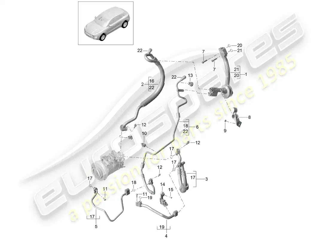 porsche 2014 (macan) circuito refrigerante diagrama de piezas
