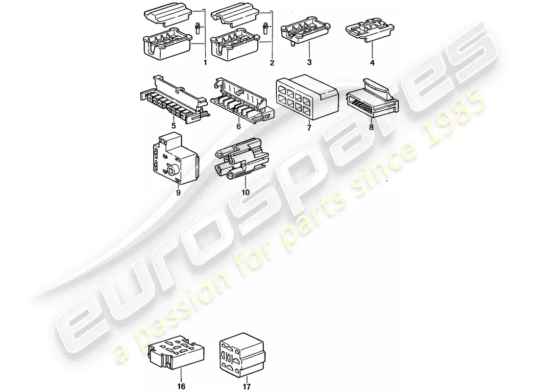 porsche 1992 (968) carcasa del conector - 8-pole - 9-pole diagrama de piezas