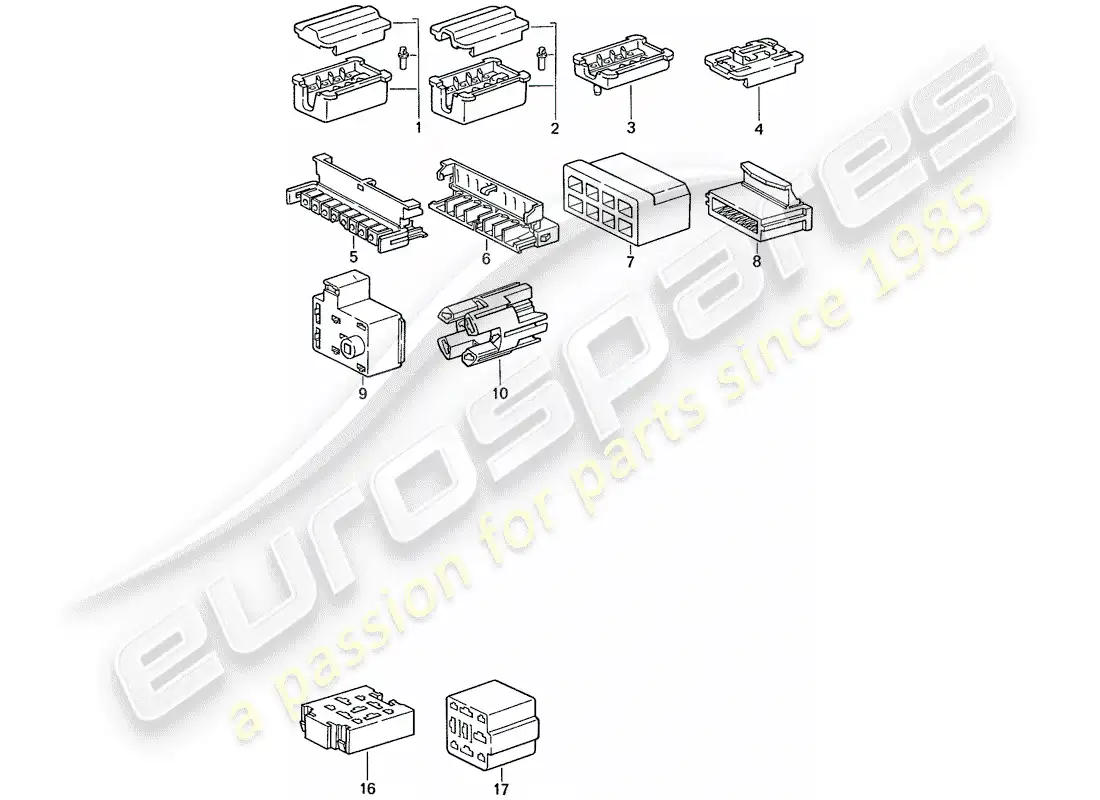 porsche 1991 (944) carcasa del conector - 8-pole - 9-pole diagrama de piezas