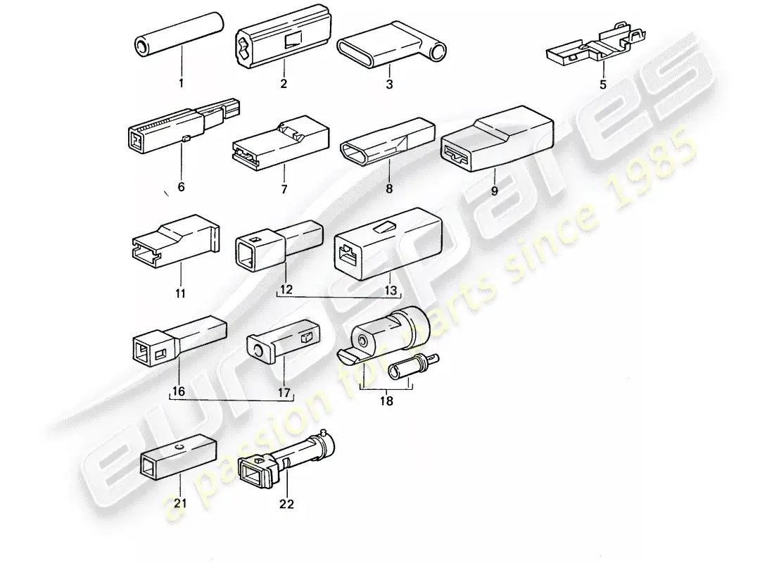 porsche 1991 (944) conector a tope - carcasa del conector - unipolar diagrama de piezas