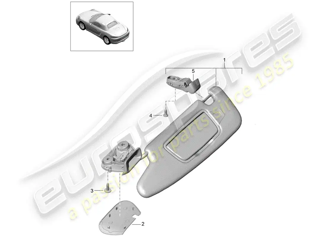 porsche 2017 (718 boxster) sun vizors diagrama de piezas