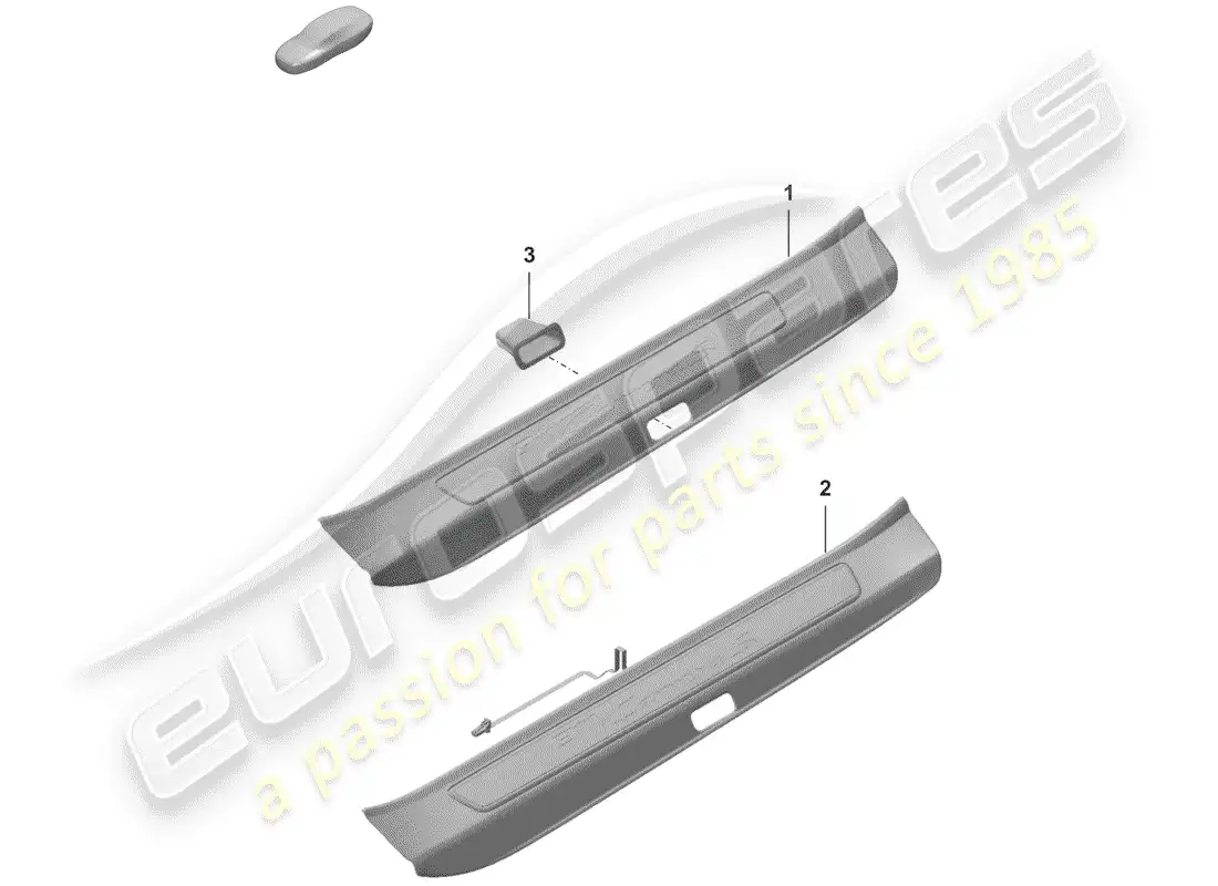 porsche 2019 (992-1) placa de protección - umbral con diagrama de piezas