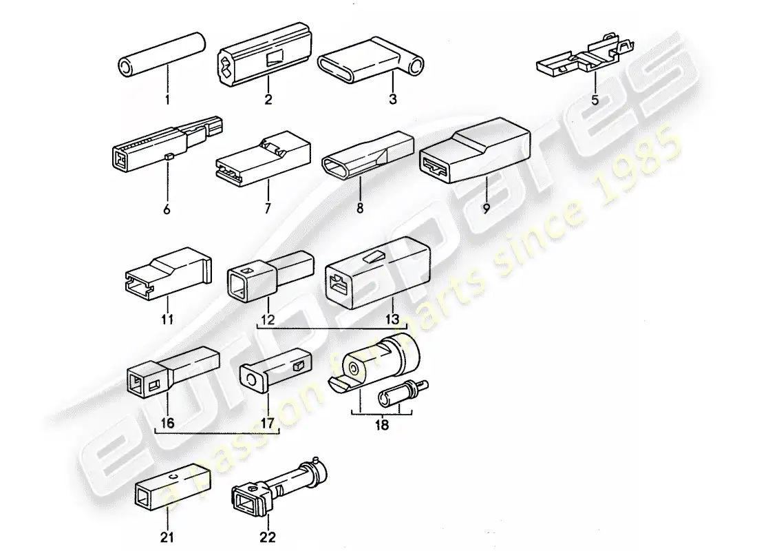 porsche 1995 (968) conector a tope - carcasa del conector - unipolar diagrama de piezas