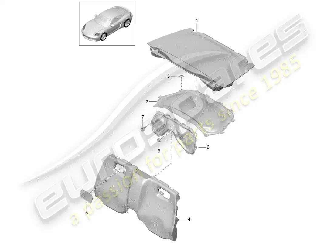 porsche 2018 (718 cayman) adornos diagrama de piezas