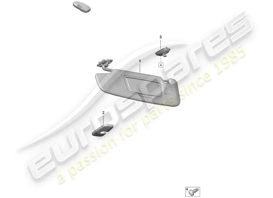 porsche 2019 (992-1) sun vizors diagrama de piezas