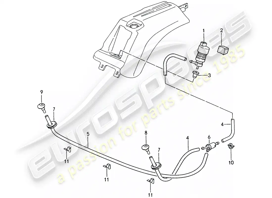 porsche 1994 (993) sistema arandela diagrama de piezas