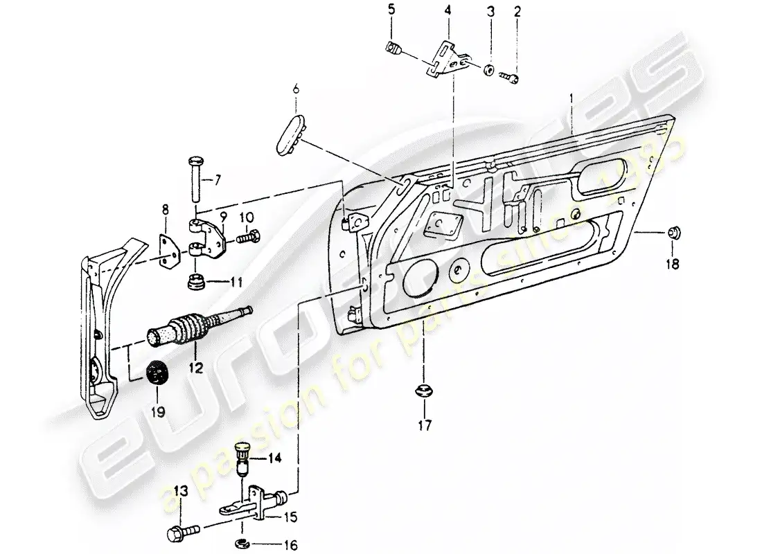 porsche 1991 (964) carcasa de la puerta diagrama de piezas