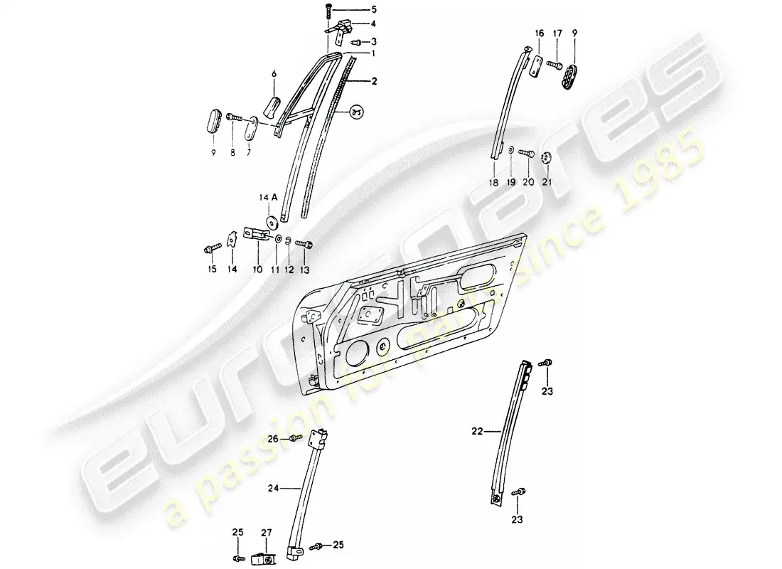porsche 1989 (964) marco de la ventana diagrama de piezas