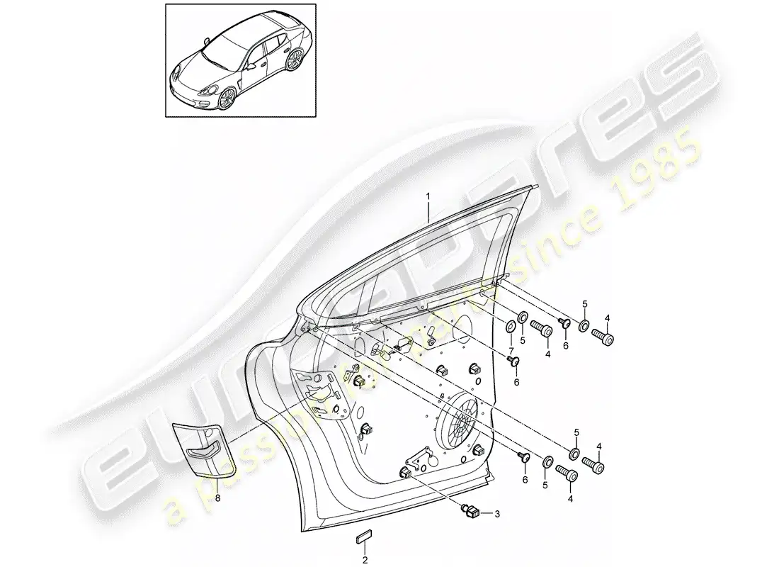 porsche 2013 (panamera 970) regulador de ventana diagrama de piezas