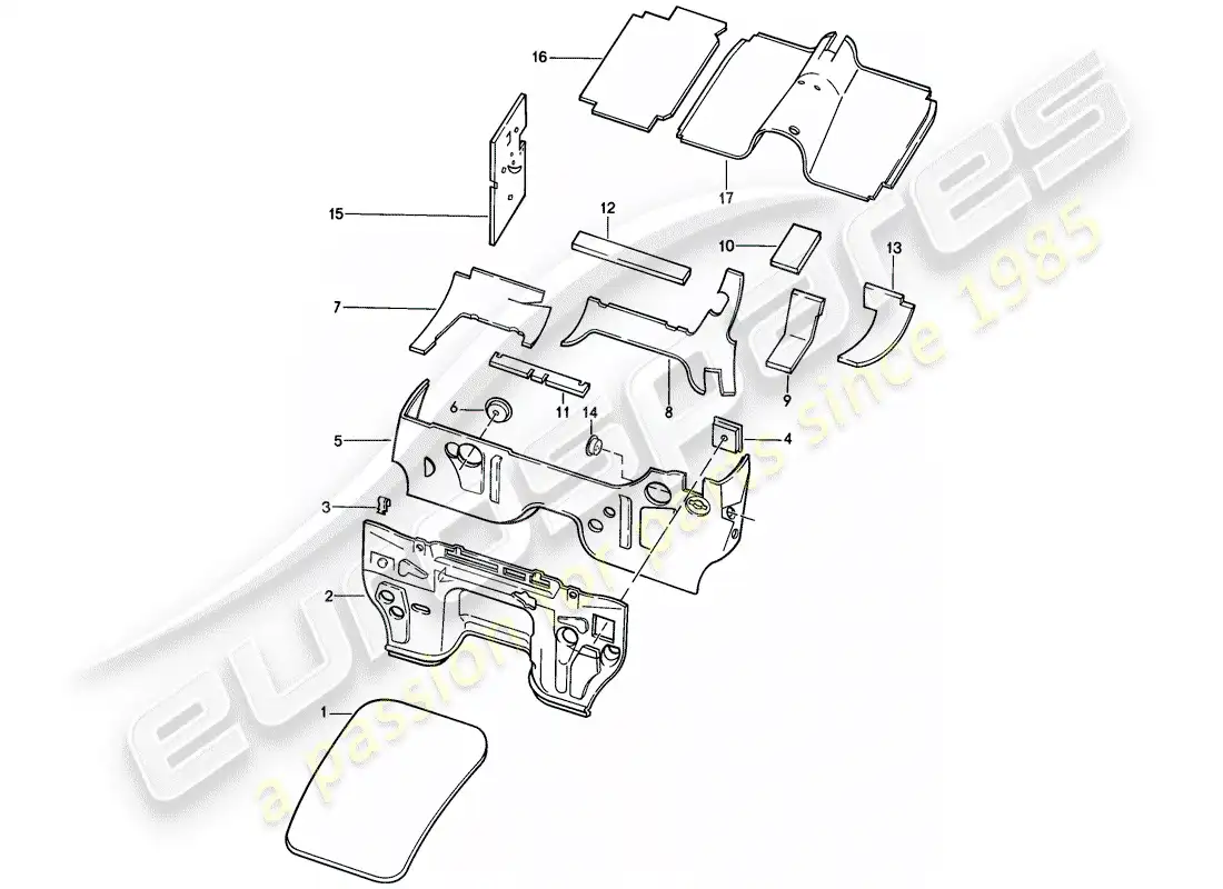 porsche 1980 (928) carcasa - insonorización 1 diagrama de piezas