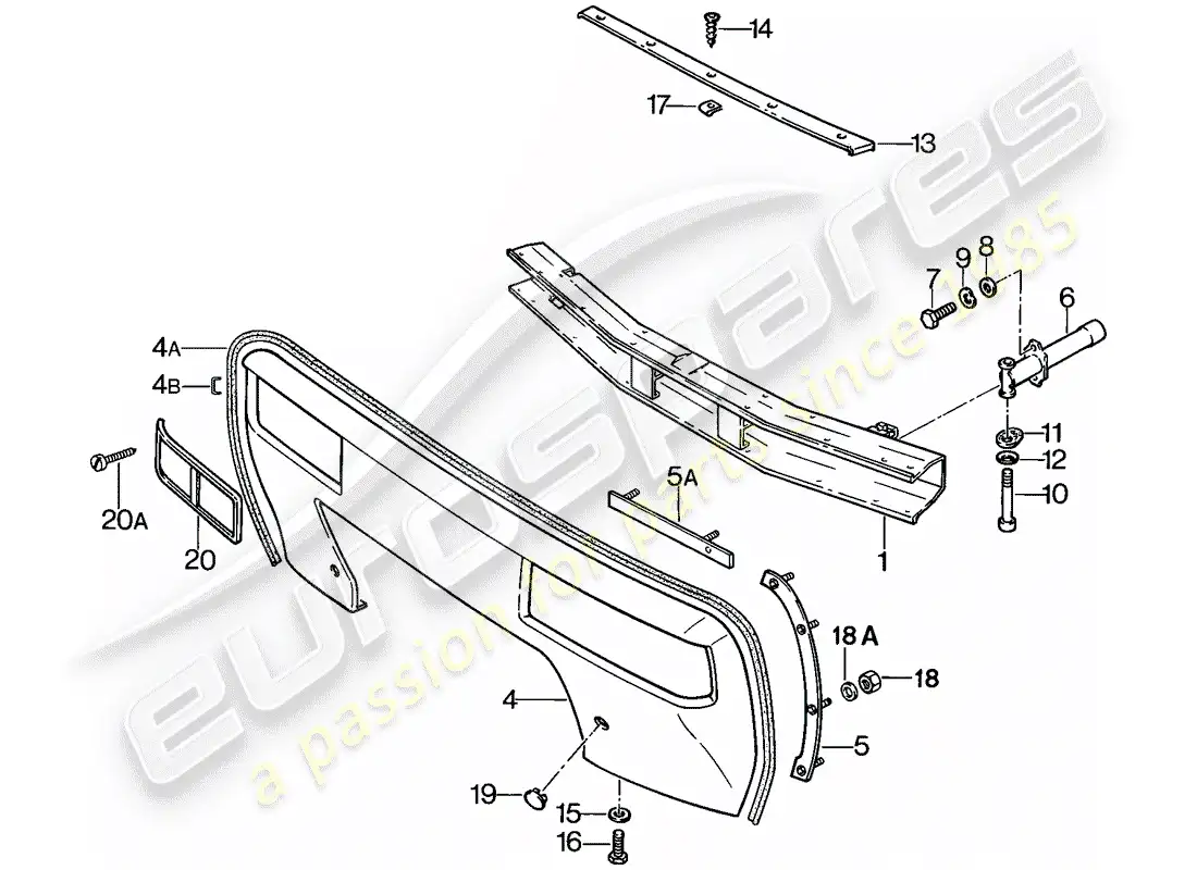 porsche 1985 (928) parachoque diagrama de piezas