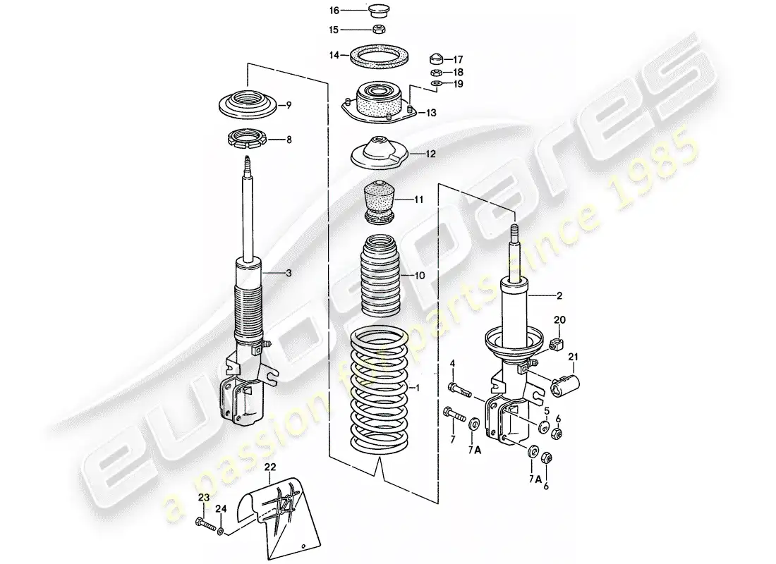 porsche 1995 (968) suspensión - amortiguador diagrama de piezas