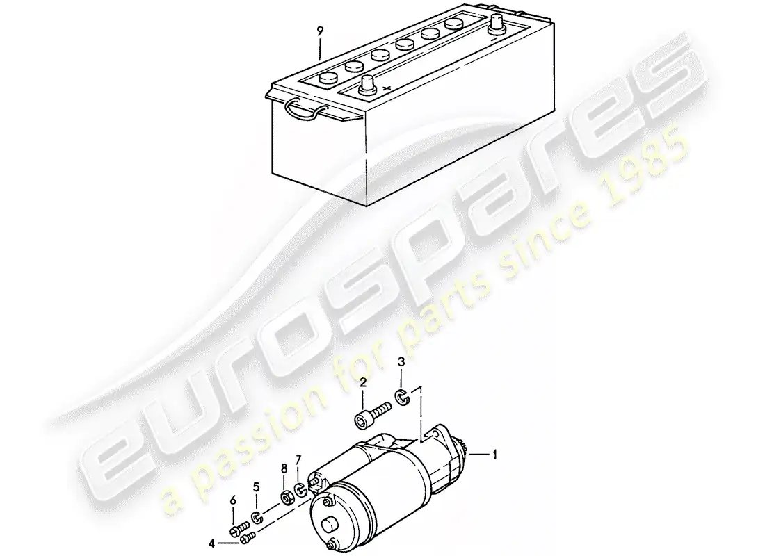 porsche 1983 (928) arranque - batería diagrama de piezas