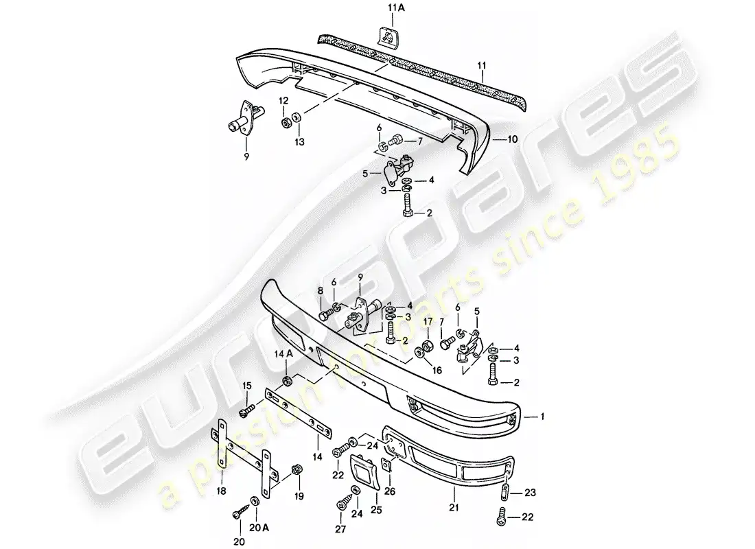 porsche 1988 (944) parachoques - sin: - diagrama de piezas del buffer