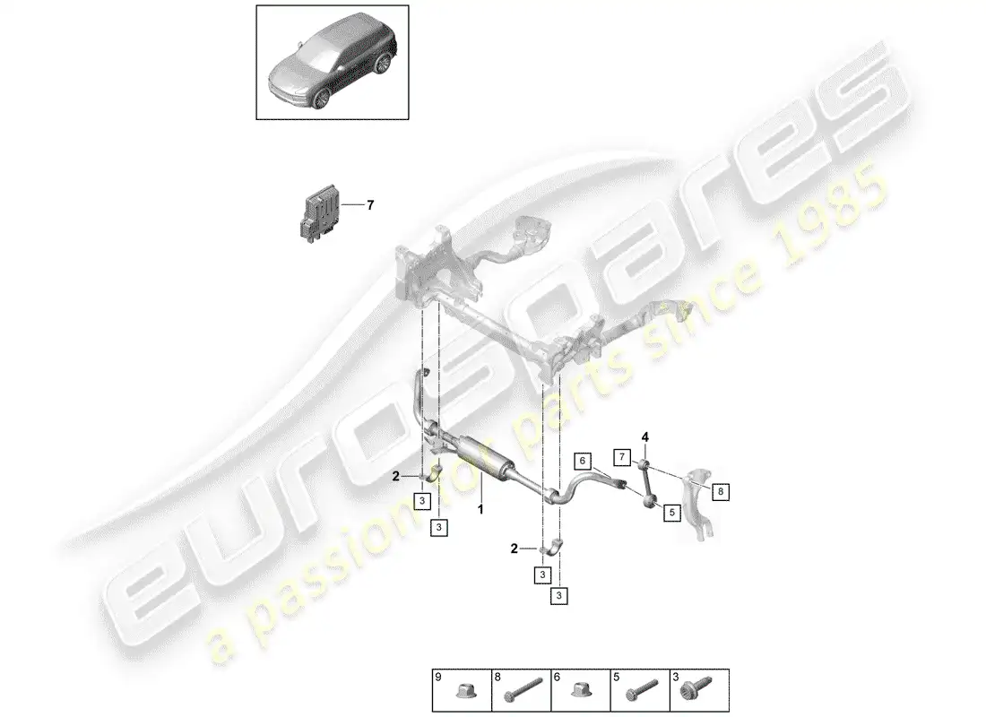 porsche 2020 (cayenne e3 9ya/9yb) estabilizador diagrama de piezas