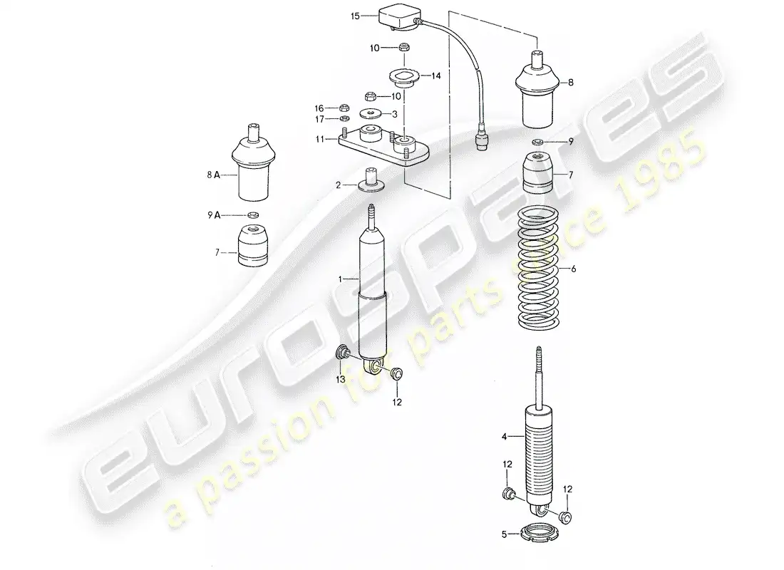 porsche 1988 (959) suspensión - amortiguador de vibraciones diagrama de piezas