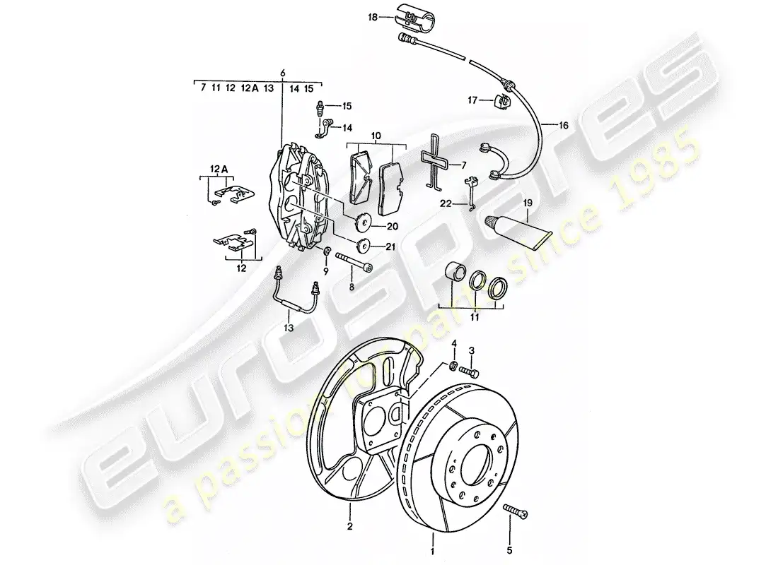 porsche 1987 (928) frenos de disco - ver información técnica - gr.4 nr. 1/89 diagrama de piezas
