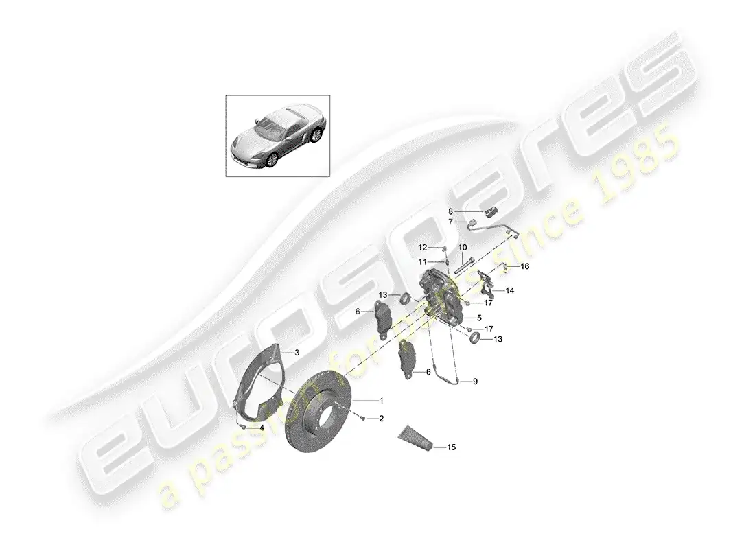 porsche 2020 (718 boxster) frenos de disco diagrama de piezas