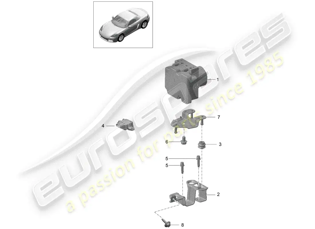 porsche 2017 (718 boxster) unidad hidraulica diagrama de piezas