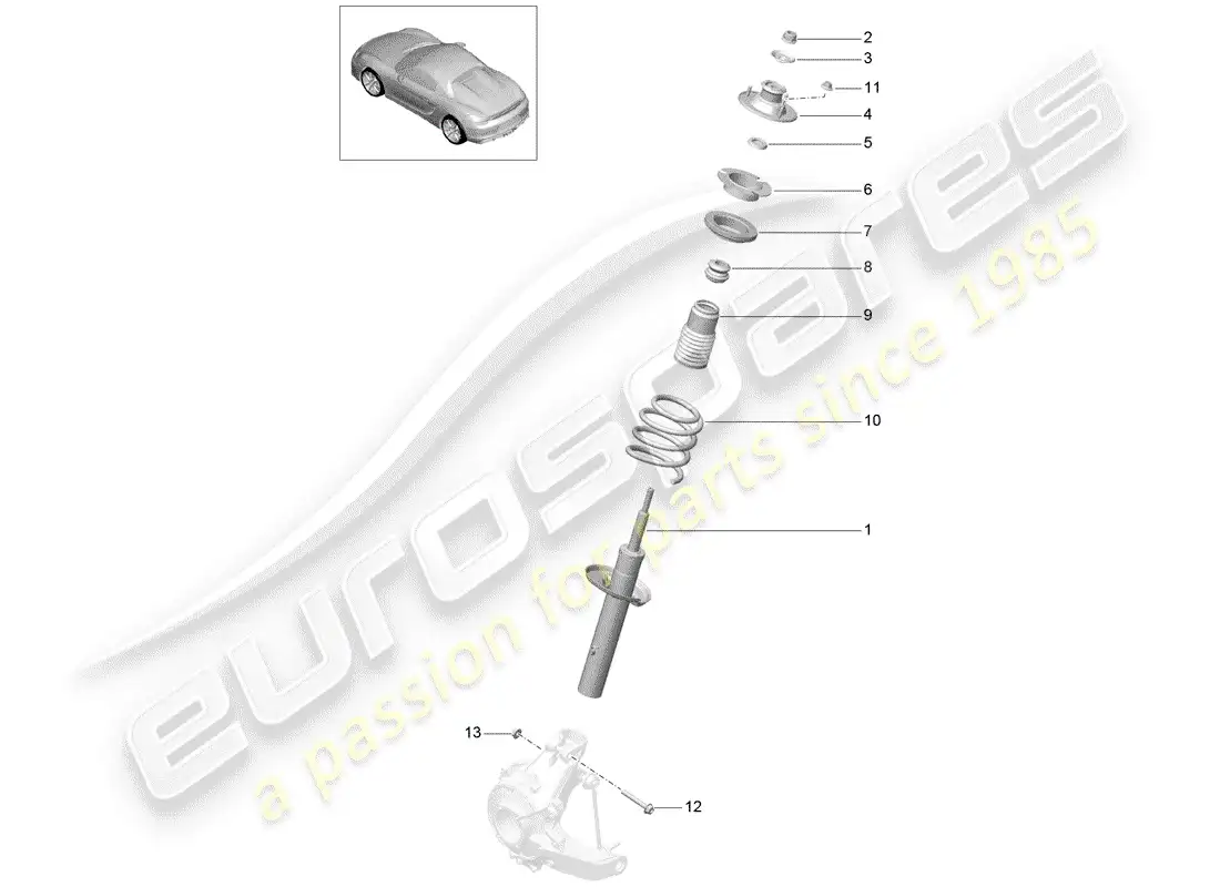 porsche 2016 (981 boxster spyder) amortiguador diagrama de piezas