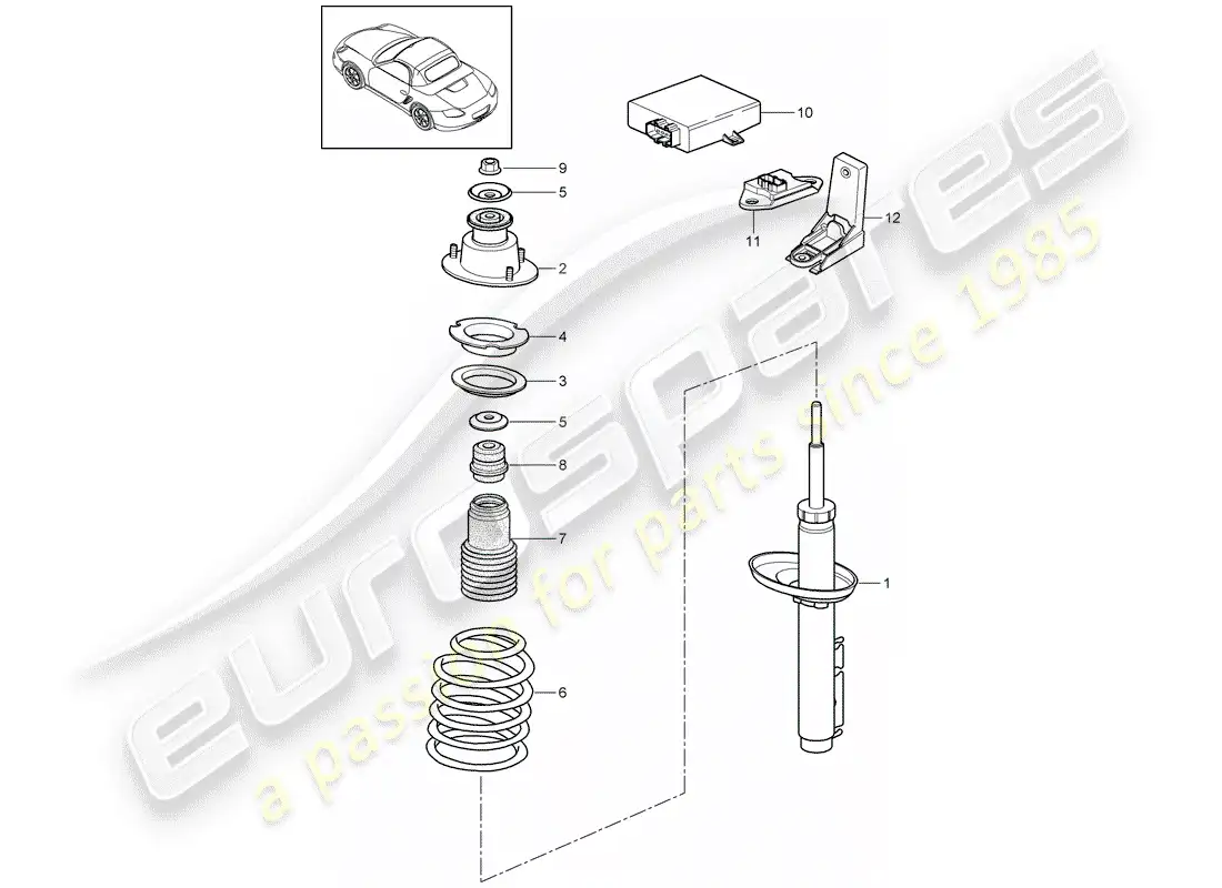 porsche 2012 (987 boxster) amortiguador diagrama de piezas