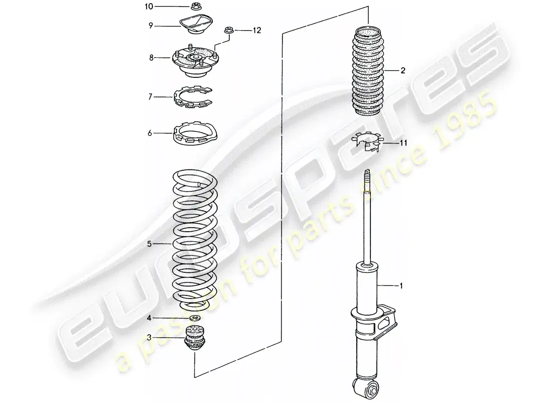porsche 1998 (993) amortiguador - muelle helicóptico diagrama de piezas