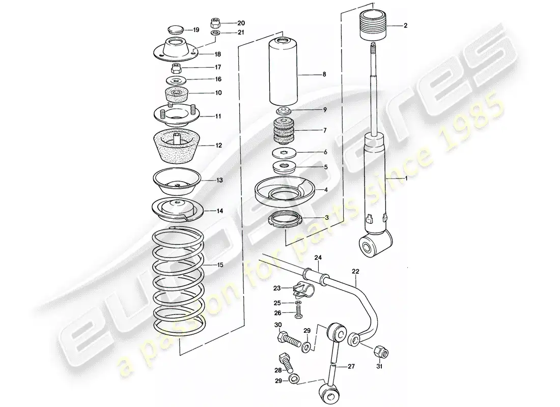 porsche 1984 (928) suspensión - estabilizador diagrama de piezas